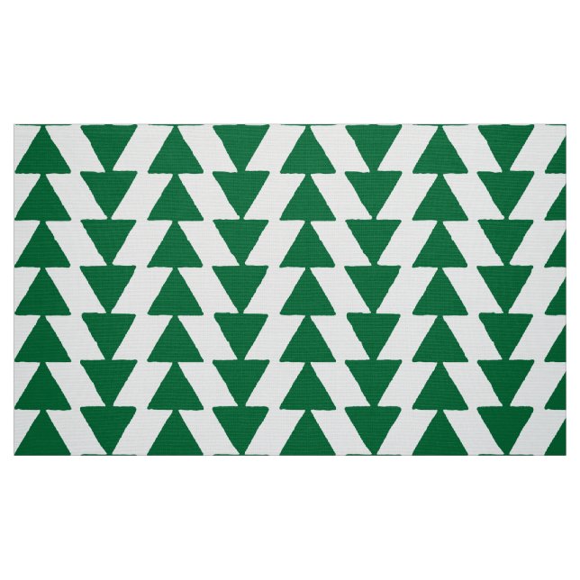 Inky Triangles - Forest Grönt on White Tyg (Fat Quarter)