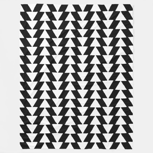 Inky Triangles - vit på svart Fleecefilt (Framsidan)