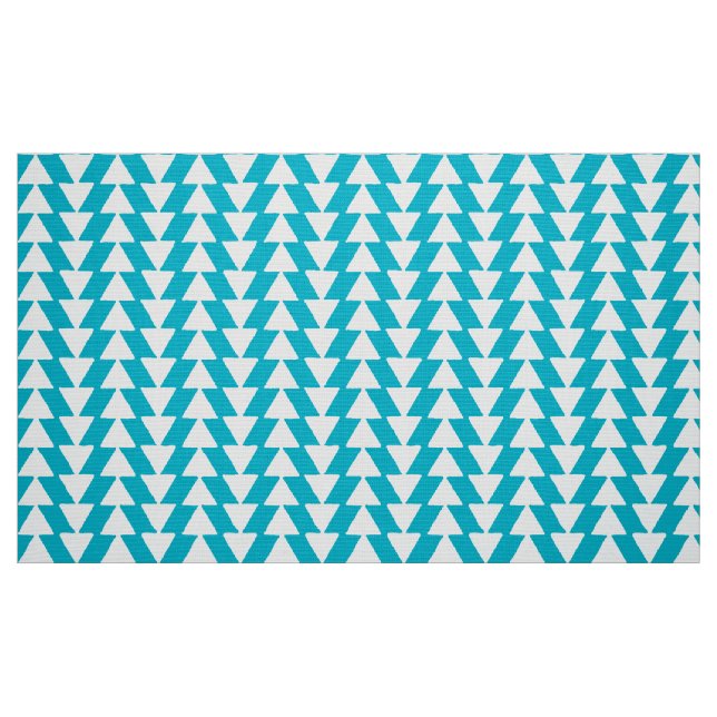 Inky Triangles - Vitt på Aqua Blue Tyg (Fat Quarter)