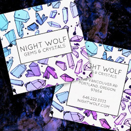 Inky Watercolor Quartz Crystals Magic Mönster Fyrkantigt Visitkort