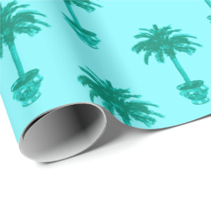 Inlagd palmträd i turkos och Aqua Presentpapper