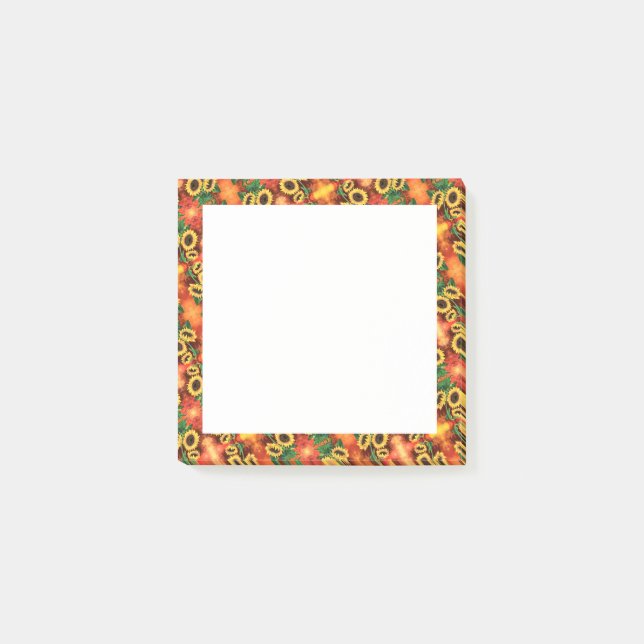 Inlägg med solblommor - ram post-it block (Framsida)