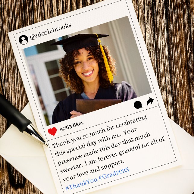 Inlägg på sociala medier Foto Tack för examen (Social Media Post Photo Wedding Thank You Card
)