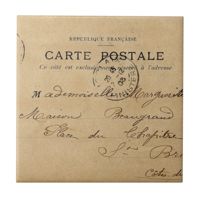 Inläggskort för vintagens Fransk Kakelplatta (Framsidan)