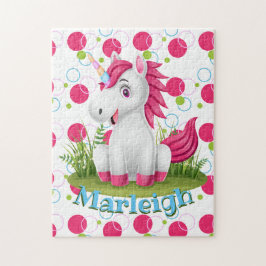 Inlärningsaktivitet i Cute Unicorn Puzzle i Namn Pussel