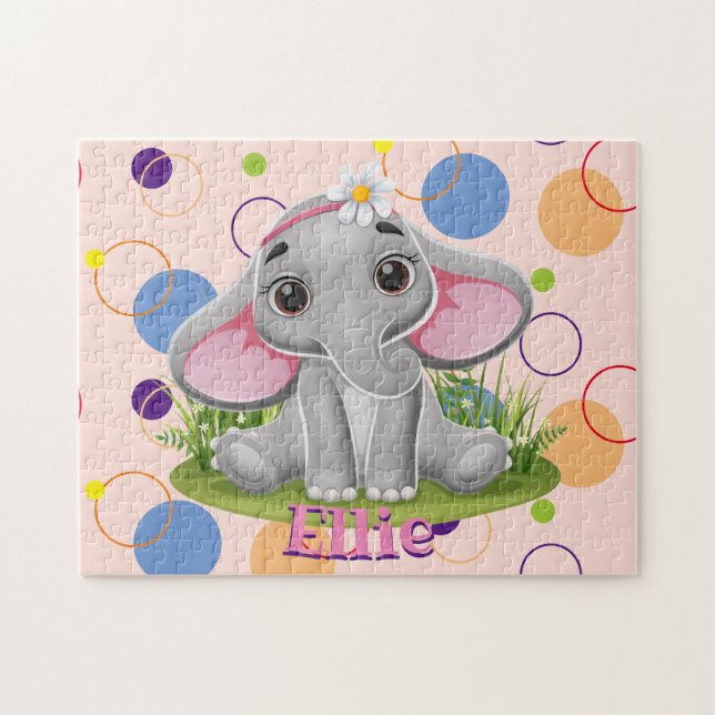 Inlärningsaktivitet i Kids Namn Elephant Puzzle Pussel (Horisontell)