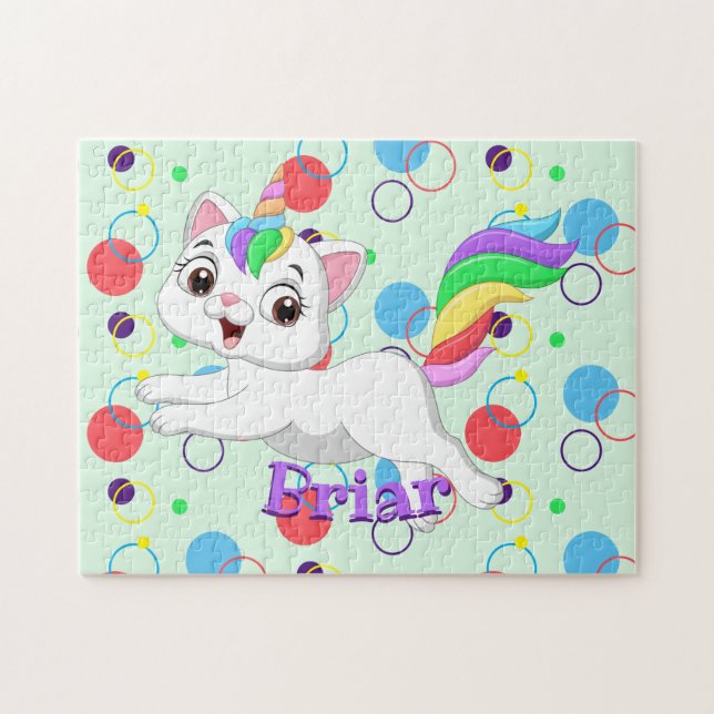 Inlärningsaktivitet i Kids Namn Lycklig Kittycorn  Pussel (Horisontell)