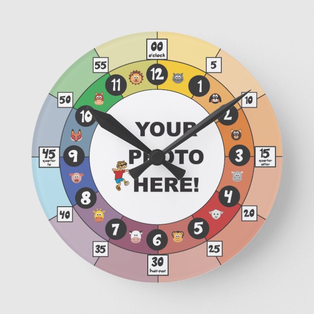 Inlärningsklocka för Småbarn och Unga barn Rund Klocka (Framsida)