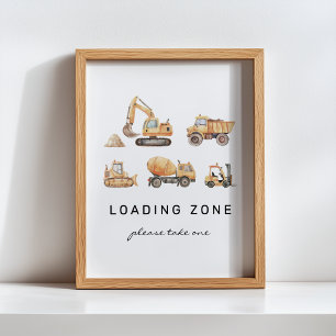 Inläsning av Zona byggnadsskylt Lastbil födelsedag Poster