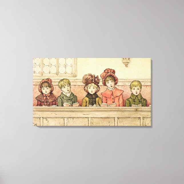 Inläsning i kyrka (w/c på papper) canvastryck (Framsida)