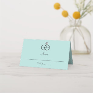 Inlåst Ringar Robin's Egg Blue Monogrammed Placeringskort