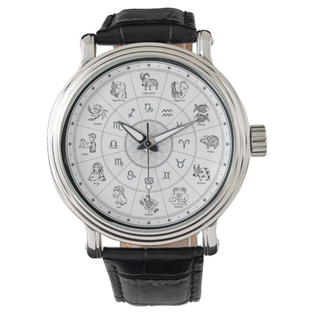 Inläst Zodiac Tecknad Teckning Armbandsur (Framsida)