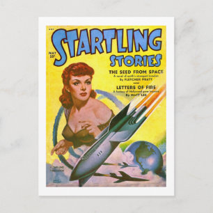 Inledande artiklar i Tecknaden vintage Sci Fi Vykort