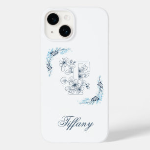 Inledande Blommigt för "T" Blue Monogram Lugn