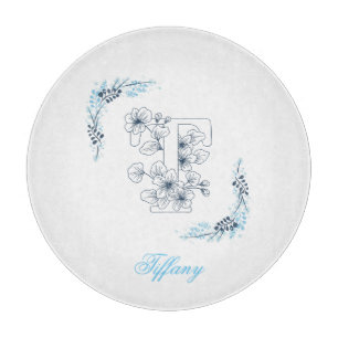 Inledande Blommigt för "T" Blue Monogram Lugn