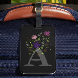 Inledande bokstav A Plus blomdesign bagagetikett Bagagebricka