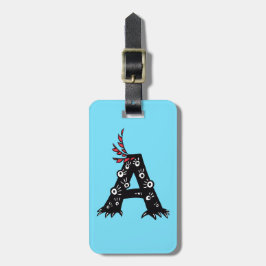 Inledande Brev A Funny Cute Monster För barn Bagagebricka