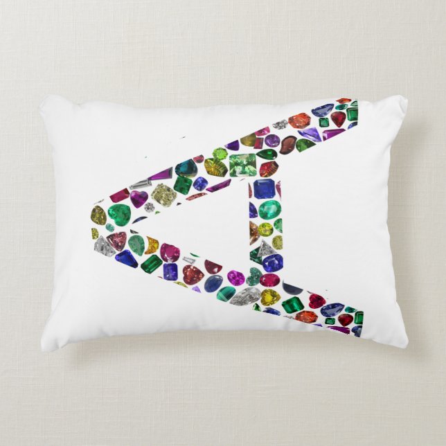 Inledande Brev A i Gemstone-Blommigt Design Prydnadskudde (Framsidan)