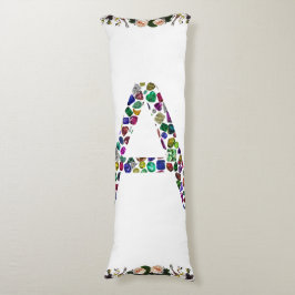 Inledande Brev A med Gemstone Blommigt Monogram Kroppskudde