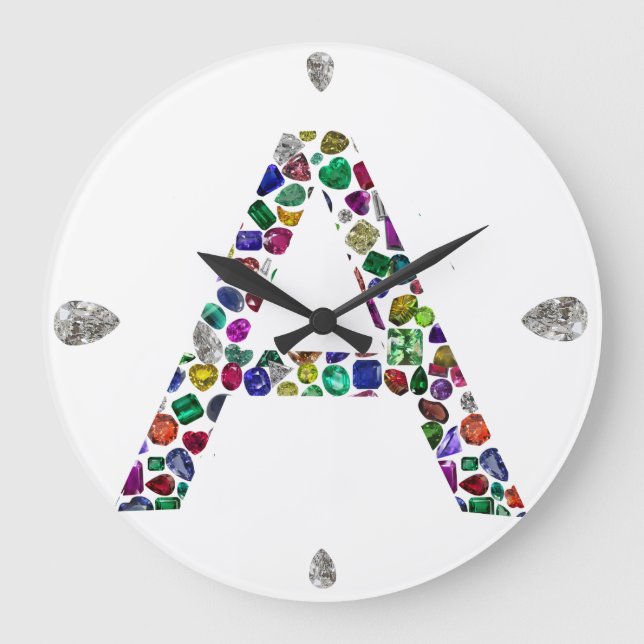 Inledande Brev A med Gemstone Blommigt Monogram Stor Klocka (Framsida)