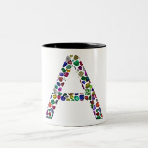 Inledande Brev A med Gemstone Blommigt Monogram Två-Tonad Mugg