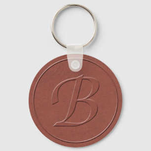 Inledande Brev B-utskrift (Faux Embossed Leather P Nyckelring