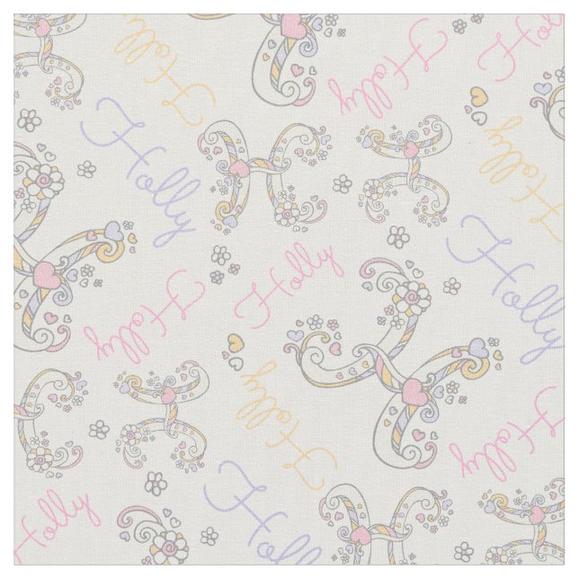 Inledande brev H Holly namn Tyg (Närbild)