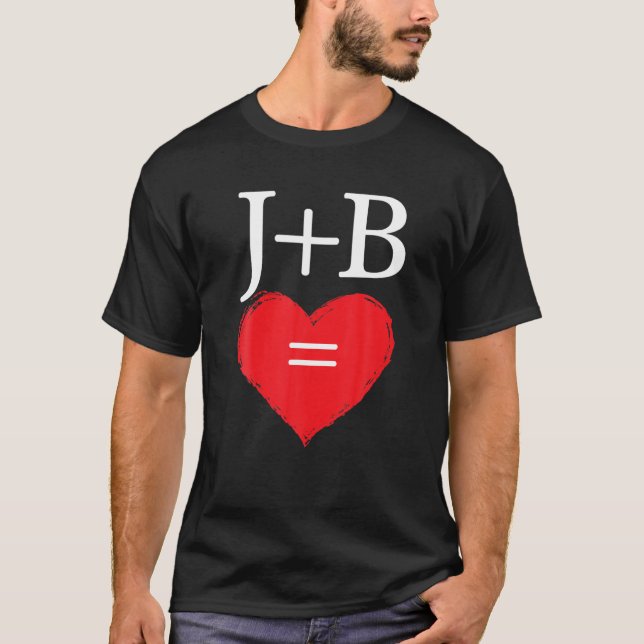 Inledande Brev J Plus B Par Kärlek Monogram T Shirt (Framsida)