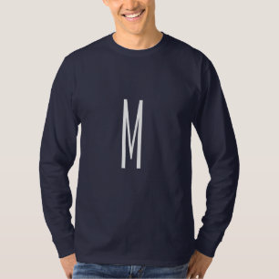 Inledande Brev Monogram Modern marinblå Stil T Shirt