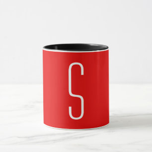 Inledande Brev Monogram Modern Red White Black Mugg