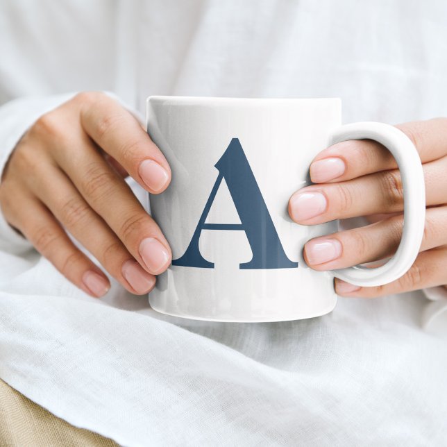 Inledande Brev Monogram Modern Snyggt Cosmic Blue Kaffemugg (Skapare uppladdad)