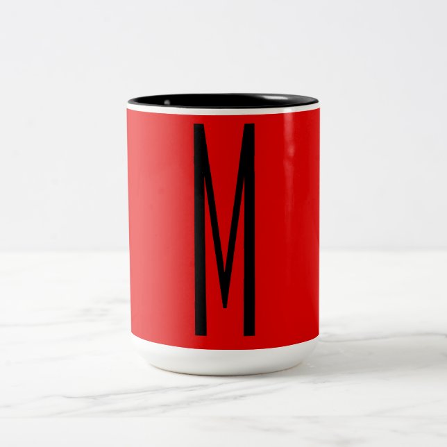Inledande Brev Monogram Modern Stil Red Black Två-Tonad Mugg (Center)
