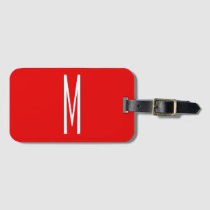 Inledande Brev Monogram Modern Stil Red White Bagagebricka