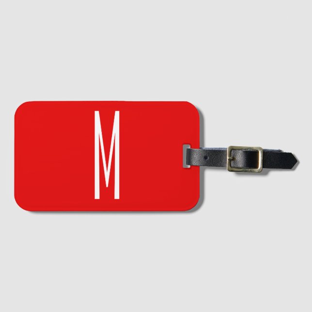 Inledande Brev Monogram Modern Stil Red White Bagagebricka (Framsida horisontal)