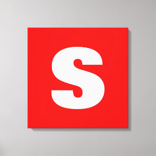 Inledande Brev Monogram Modern Stil Red White Canvastryck