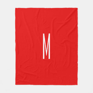 Inledande Brev Monogram Modern Stil Red White Fleecefilt