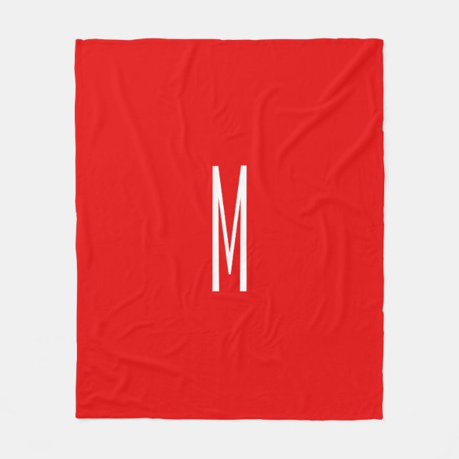 Inledande Brev Monogram Modern Stil Red White Fleecefilt (Framsidan)