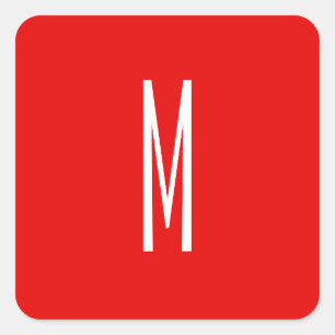 Inledande Brev Monogram Modern Stil Red White Fyrkantigt Klistermärke
