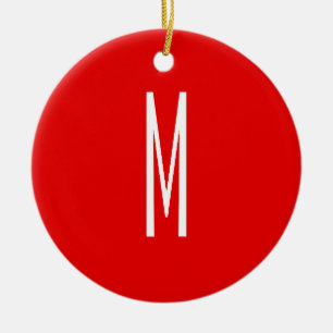 Inledande Brev Monogram Modern Stil Red White Julgransprydnad Keramik