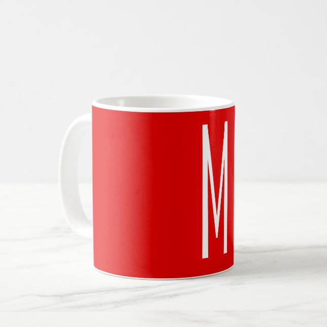 Inledande Brev Monogram Modern Stil Red White Kaffemugg (Framsida vänster)