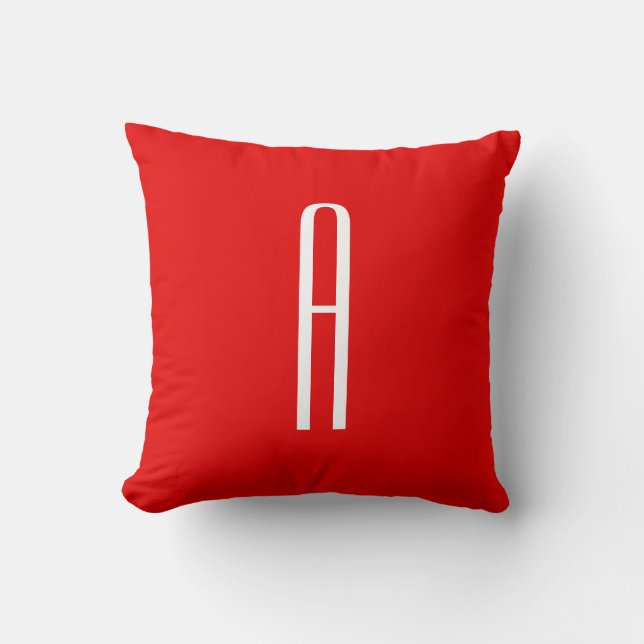 Inledande Brev Monogram Modern Stil Red White Kudde (Framsida)
