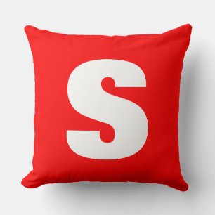 Inledande Brev Monogram Modern Stil Red White Kudde