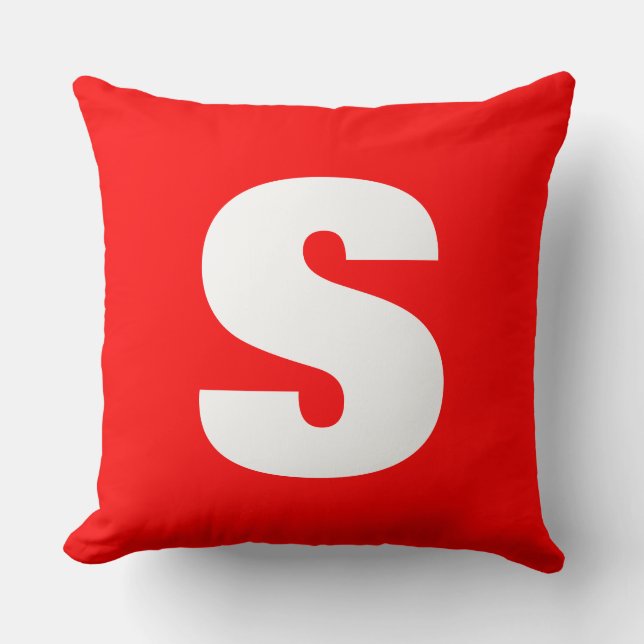 Inledande Brev Monogram Modern Stil Red White Kudde (Framsida)