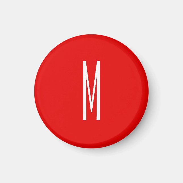 Inledande Brev Monogram Modern Stil Red White Magnet (Framsidan)