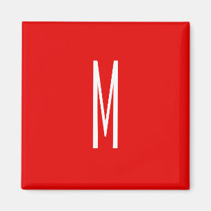 Inledande Brev Monogram Modern Stil Red White Magnet