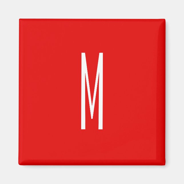 Inledande Brev Monogram Modern Stil Red White Magnet (Framsidan)