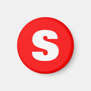 Inledande Brev Monogram Modern Stil Red White Magnet