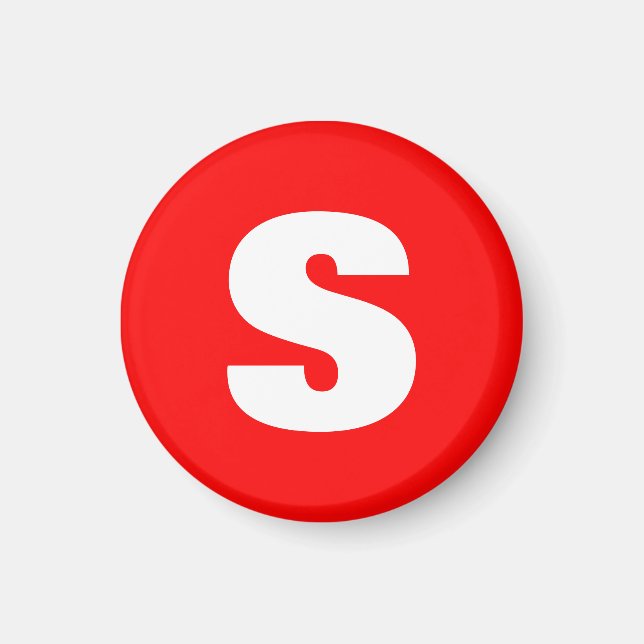 Inledande Brev Monogram Modern Stil Red White Magnet (Framsidan)
