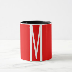 Inledande Brev Monogram Modern Stil Red White Mugg