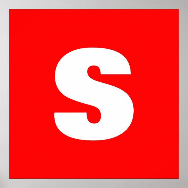 Inledande Brev Monogram Modern Stil Red White Poster (Framsidan)